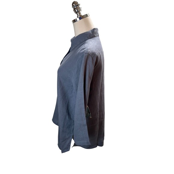 CMC Top Women's Size Medium Gray Color Me Cotton Button Up 100% Linen - Picture 2 of 7